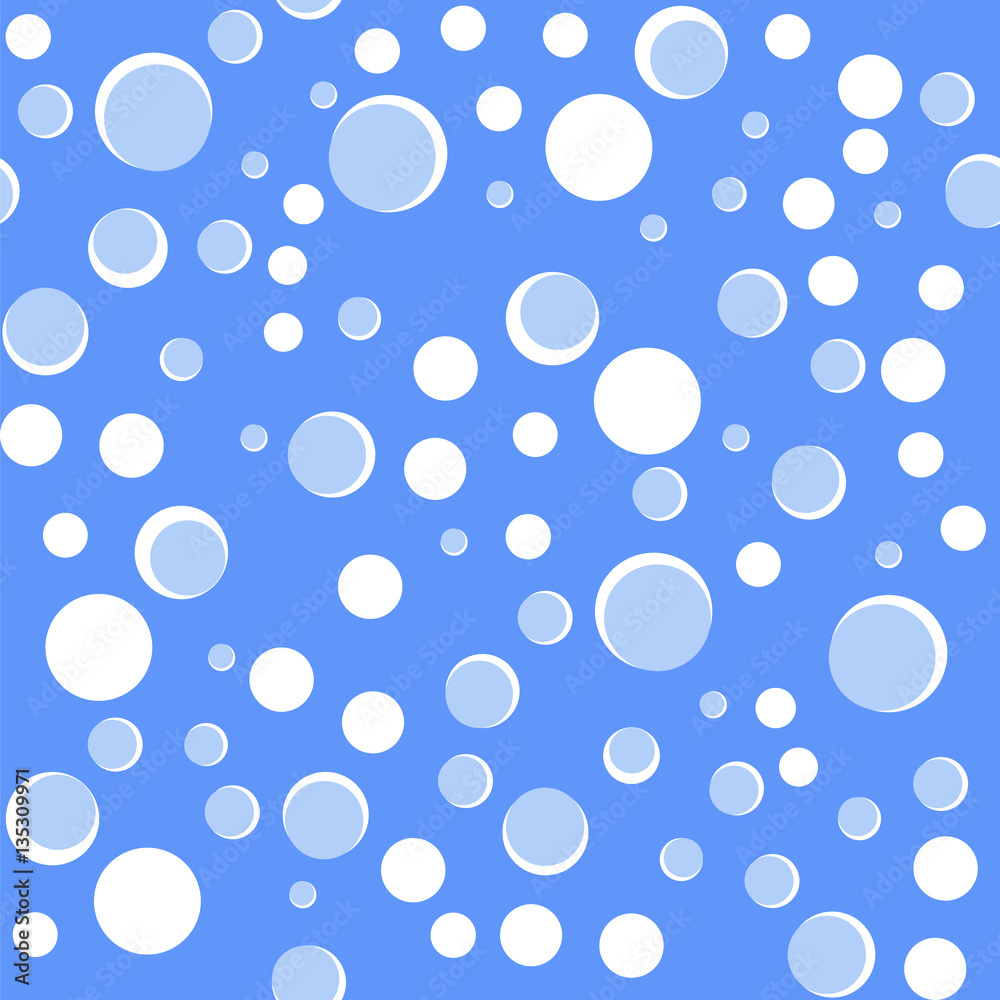 Blue Sparkling Water with White Bubbles Seamless Pattern. Natural Drink Background