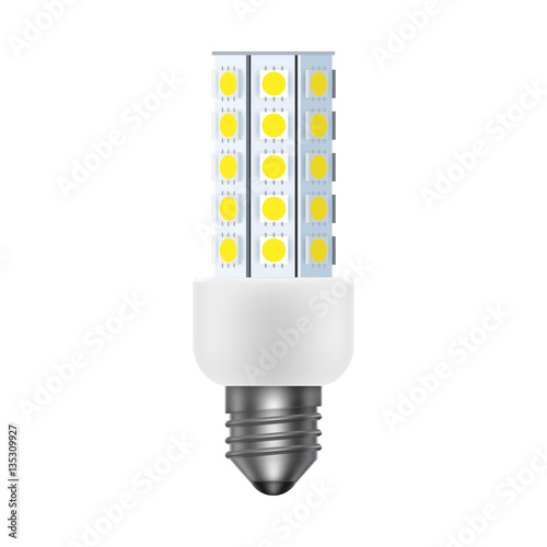 Led energy saving lamp bulb. Realistic icon