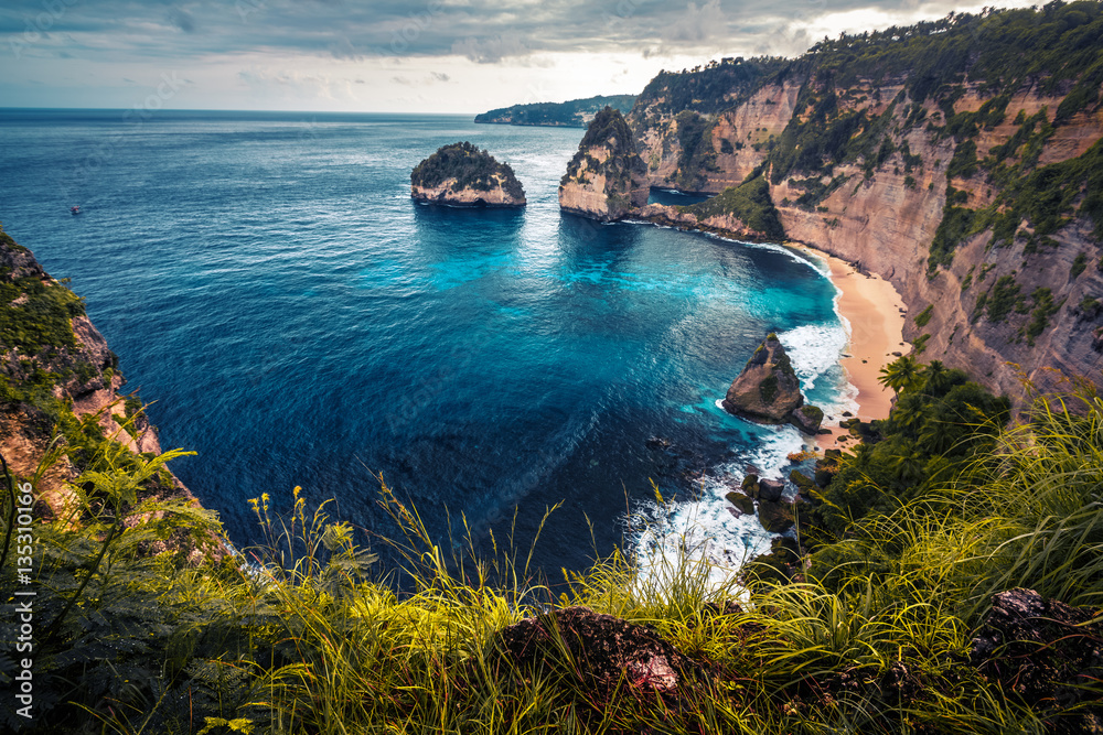 Rocky coast of the island of Nusa Penida, Indonesia
