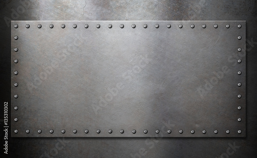 steel plate with rivets over metal background