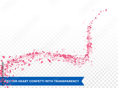 Pink hearts trace trail vector background