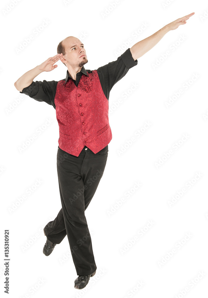Young man in costume for irish dance isolated Young man in costume for irish dance isolated