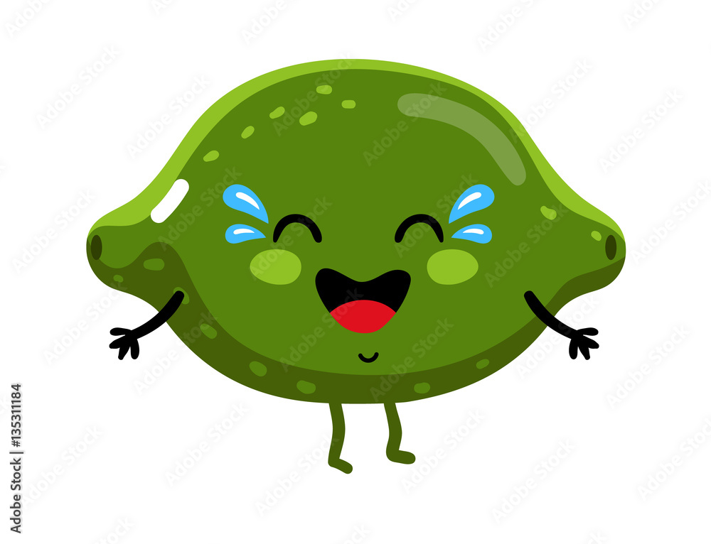 Cute fruit lime cartoon character isolated on white background vector