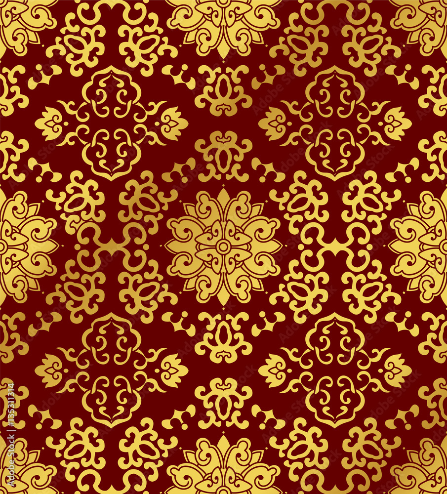 Seamless Golden Chinese Background Spiral Cross Frame Flower Seamless Golden Chinese Background Spiral Cross Frame Flower