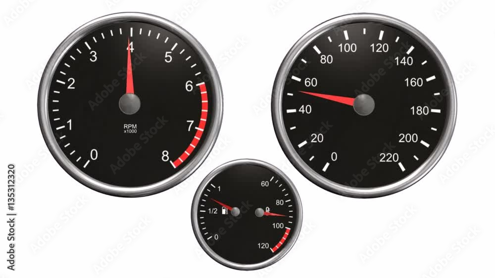 Tachometer and speedometer moving animation Tachometer and speedometer moving animation