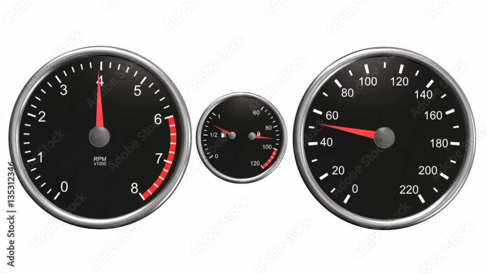 Tachometer and speedometer moving animation Tachometer and speedometer moving animation