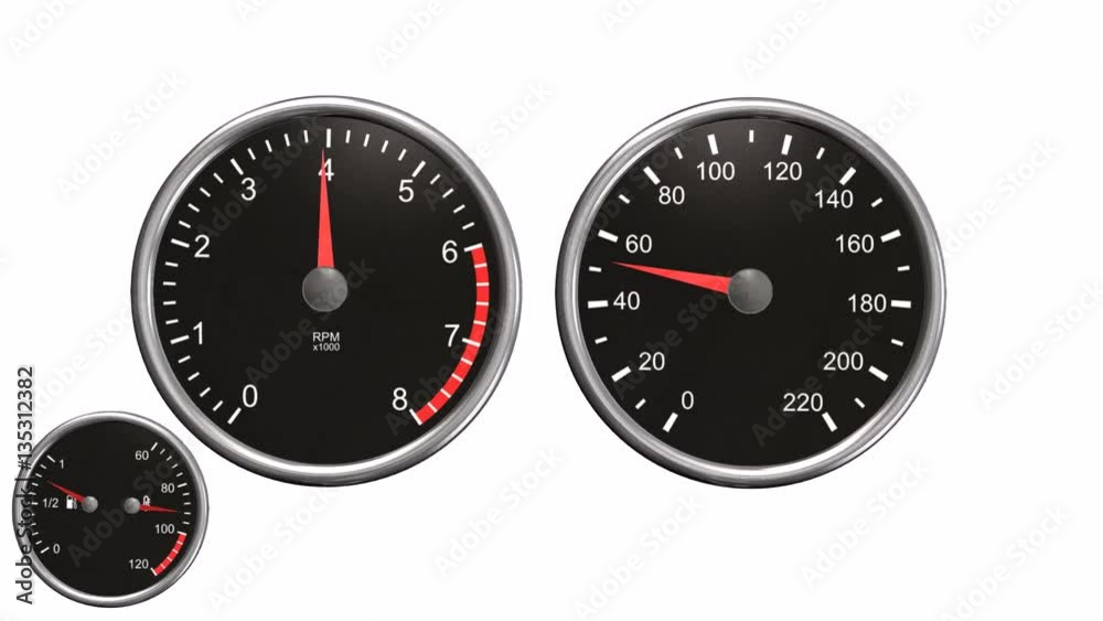 Tachometer and speedometer moving animation Tachometer and speedometer moving animation