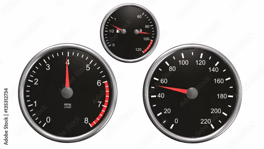 Tachometer and speedometer moving animation Tachometer and speedometer moving animation