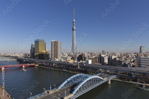 隅田川と駒形橋と東京スカイツリー