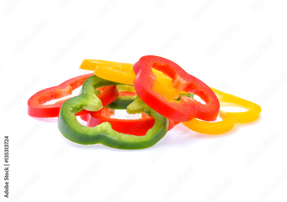 Sliced pepper isolated on white background Sliced pepper isolated on white background