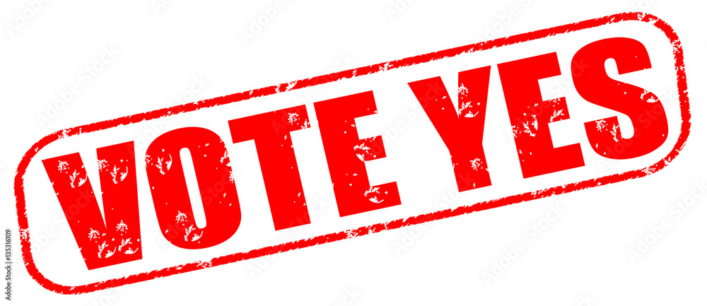 Vote yes on the white background, red illustration