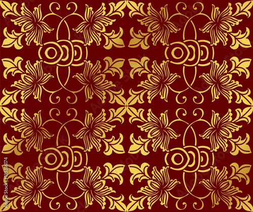 Wallpaper Mural Seamless Golden Chinese Background Round Spiral Cross Vine Leaf Torontodigital.ca