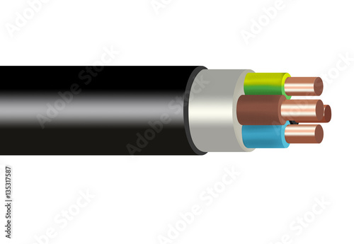 four wires cable illustration isolated on a white background