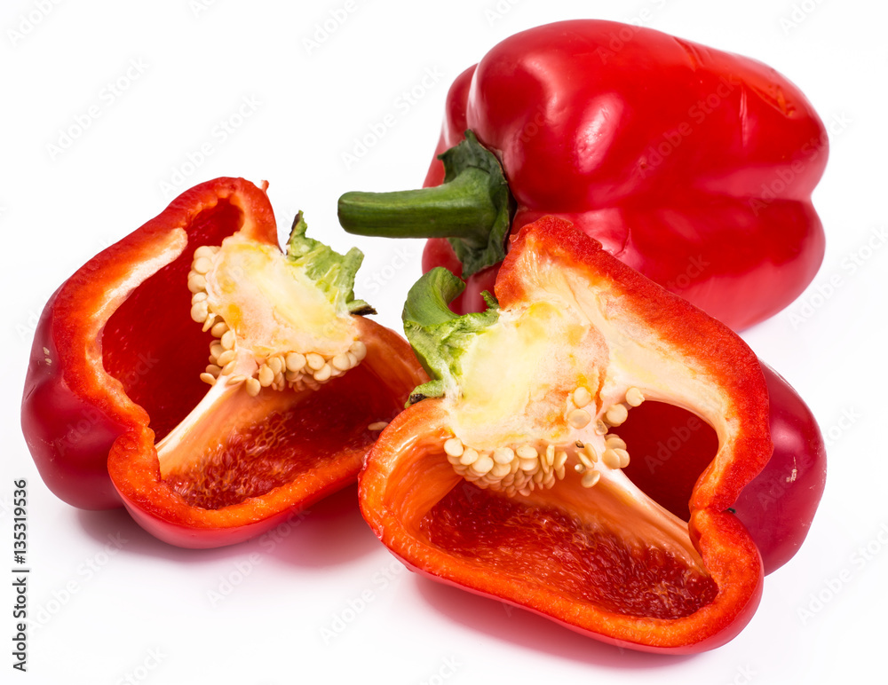Red bell pepper in cut with seeds Red bell pepper in cut with seeds