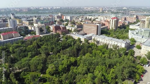 Aerial shot, panorama of Novosibirsk