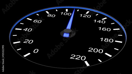 speedometer - close up of a modern accelerating  speedometer