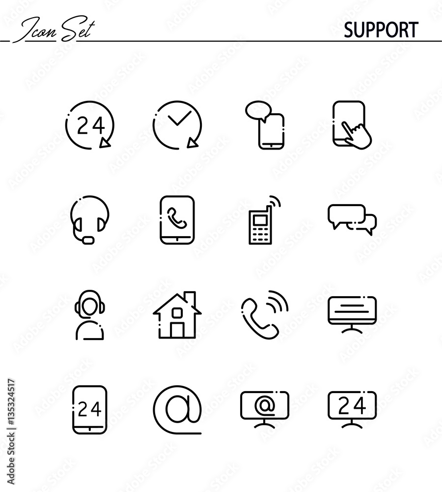 Support and help icon set Support and help icon set