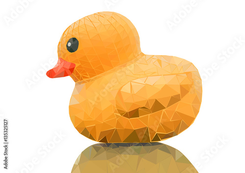 Polygonal vector Portrait of a cute duck
