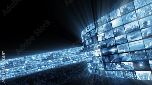 3d rendering. Glamorous bright video wall