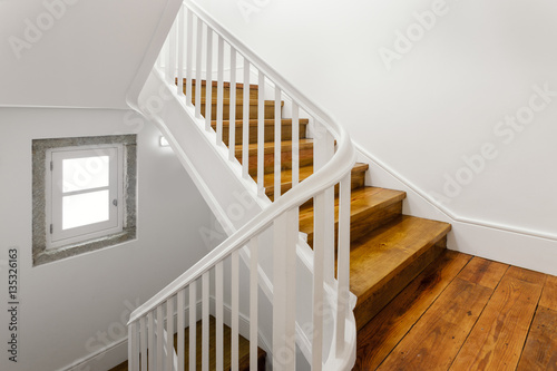 Fotografering Beautiful Staircase With Hardwood Floor