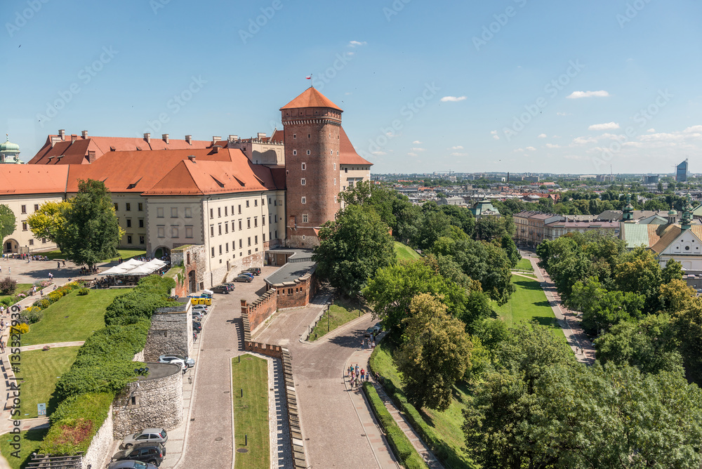 Wawel Cathedral in Krakow, Poland, aerial