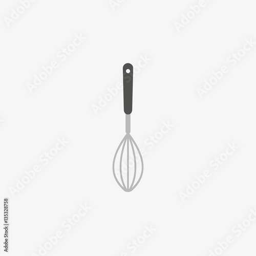 Simple icon os wire whisk in flat style. Vector silhouette symbol.

