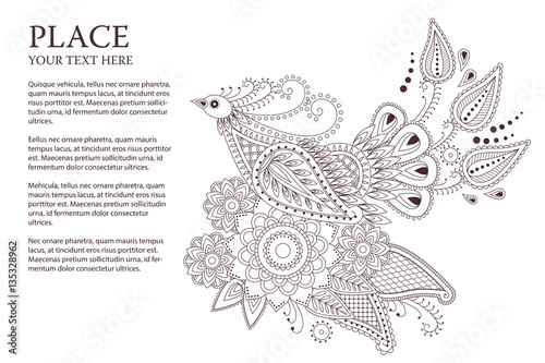Beautiful vector peacock birds in indian paisley style