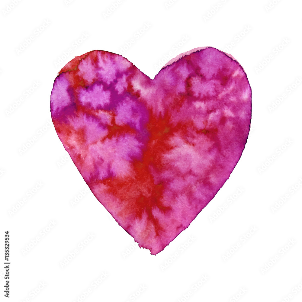 Pink watercolor speech bubble, hand drawn heart element. Vector background.