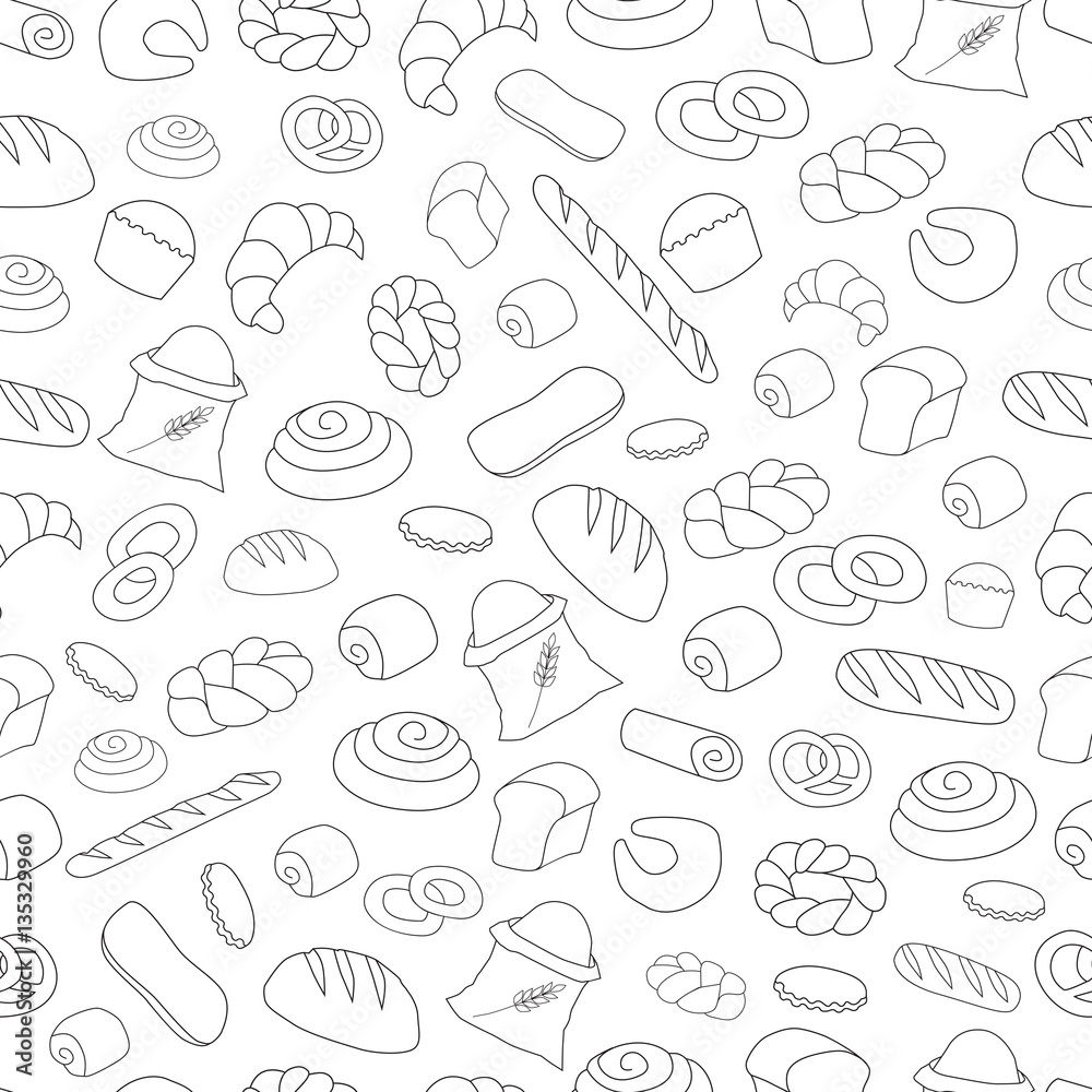 Seamless Pattern with Bread.