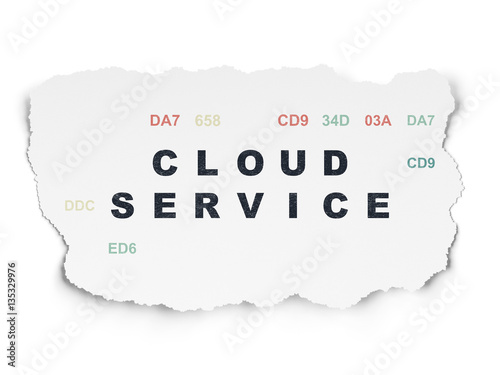 Cloud technology concept: Cloud Service on Torn Paper background