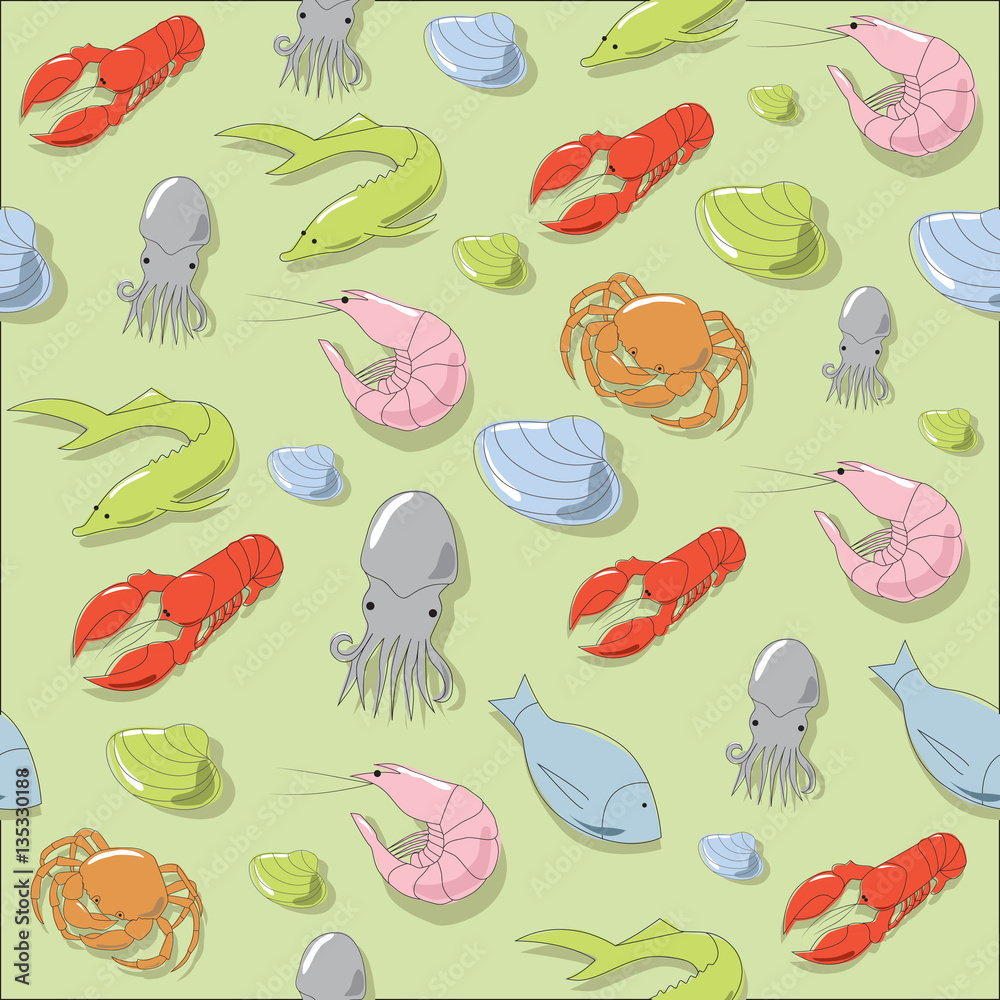 Seamless pattern with seafood Seamless pattern with seafood