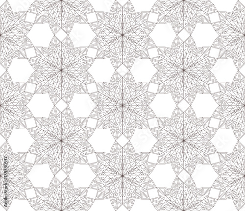 Seamless modern triangulated floral black and white ornament