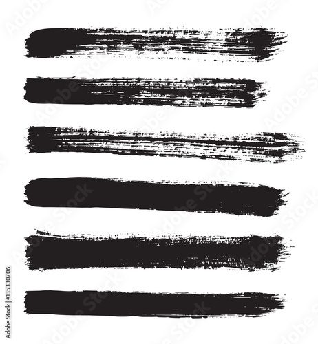 black vector strokes of paint on white background