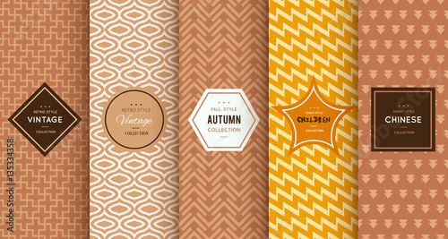 Retro different vector seamless patterns