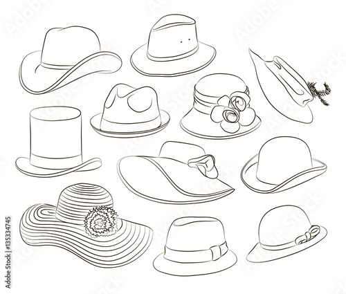 Vector set of man and woman hats