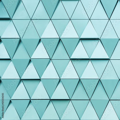 Fototapeta Naklejka Na Ścianę i Meble -  Abstract 3d illustration of modern aluminum ventilated facade of triangles