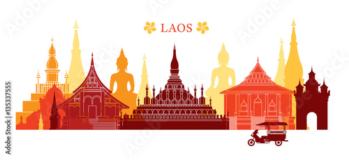 Laos Landmarks Skyline, Colourful, Cityscape, Travel and Tourist Attraction