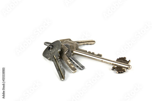 Bunch of keys on a white background