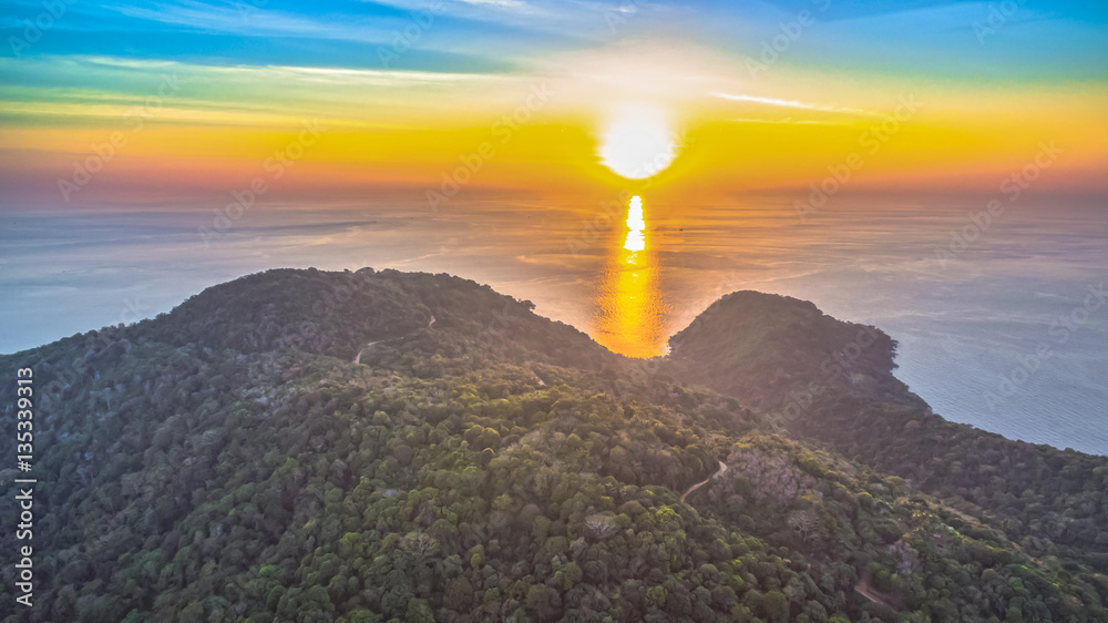 Fototapeta premium aerial photography 3 beaches viewpoint 3 beaches viewpoint is popular landmark of Phuket island can see 3 beaches first beach is Kata noi beach,second is Kata beach and the third is Karon beach