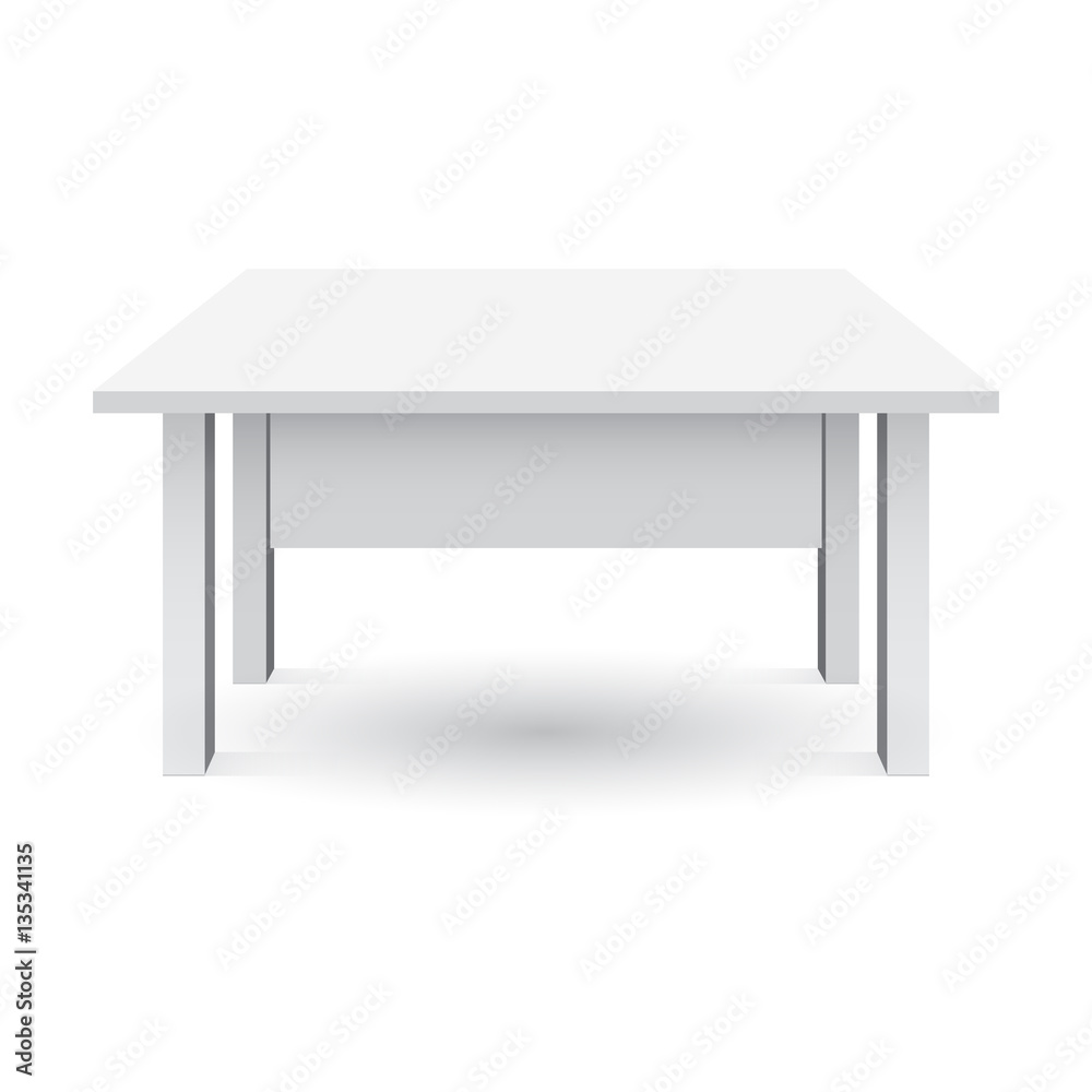 Vector 3d table for object presentation. Empty white top table isolated on white background.
Vector 3d table for object presentation. Empty white top table isolated on white background.