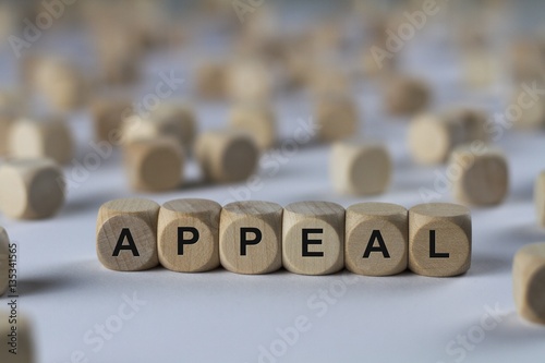 appeal - cube with letters, sign with wooden cubes photo