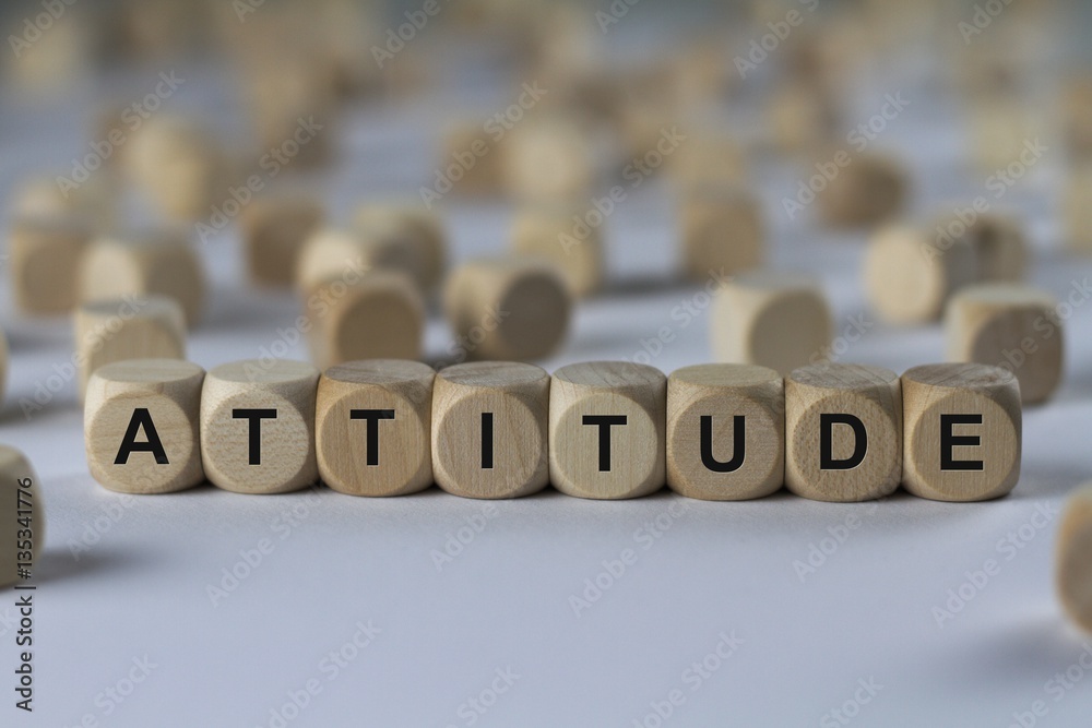 attitude - cube with letters, sign with wooden cubes attitude - cube with letters, sign with wooden cubes