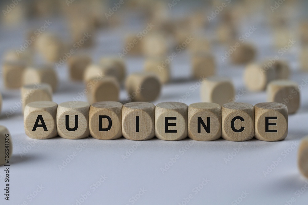 audience - cube with letters, sign with wooden cubes audience - cube with letters, sign with wooden cubes