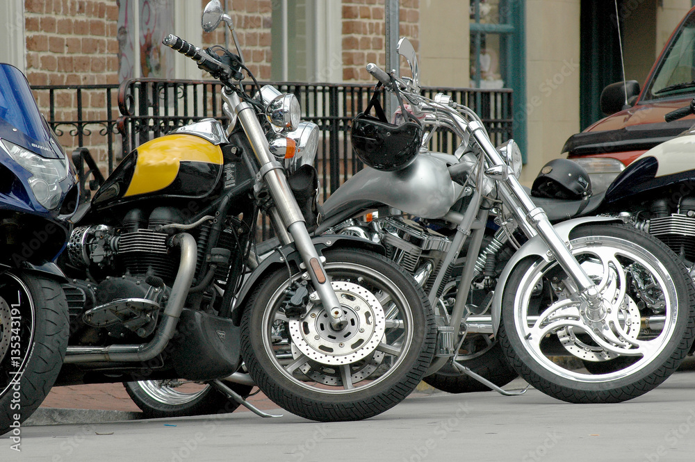 Motorcycles in a Row