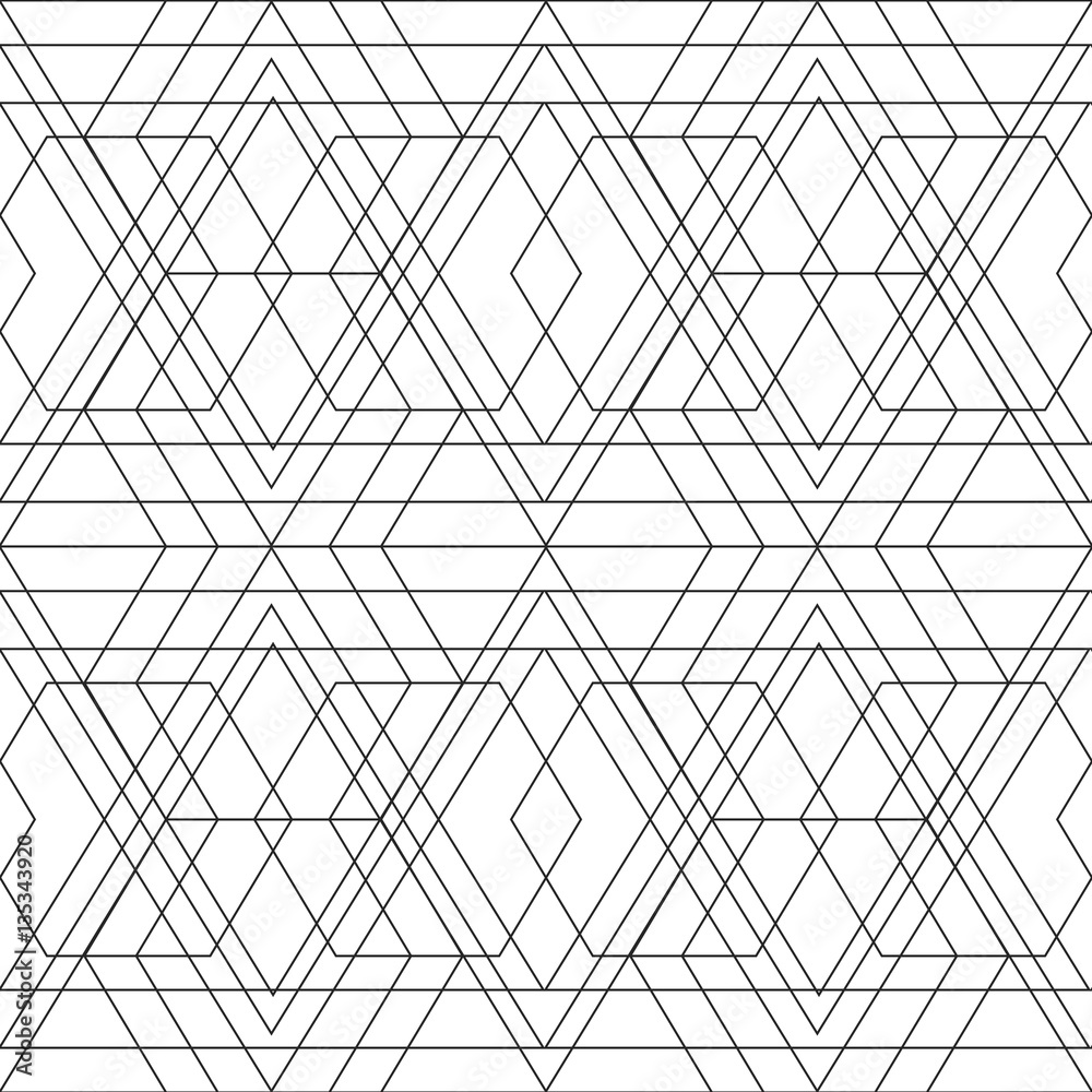 Vector seamless pattern. Modern stylish texture. Geometric striped ornament. Monochrome linear braids.