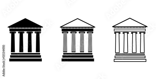 Vector images of classical style facades with columns  photo