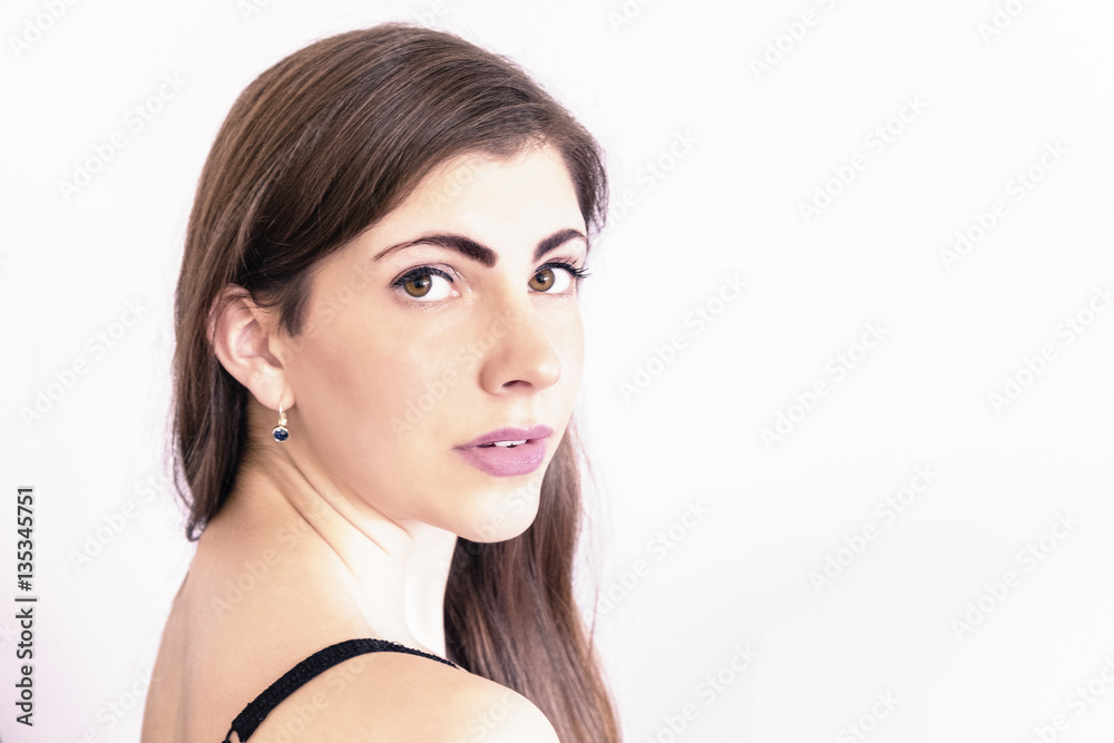 A pretty brunette young woman in underwear A pretty brunette young woman in underwear