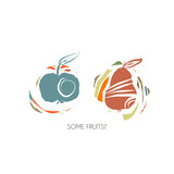 Greeting card or another hipster design element. Fruit, concept for print.