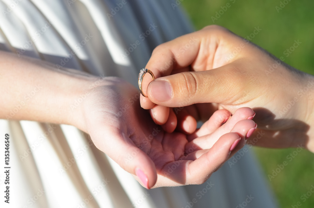 Wedding ring in the palm of your hand Wedding ring in the palm of your hand