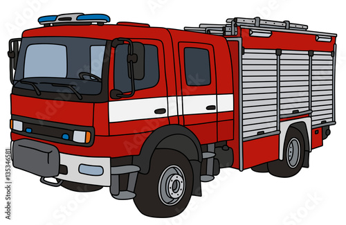Slika na platnu Hand drawing of firetruck